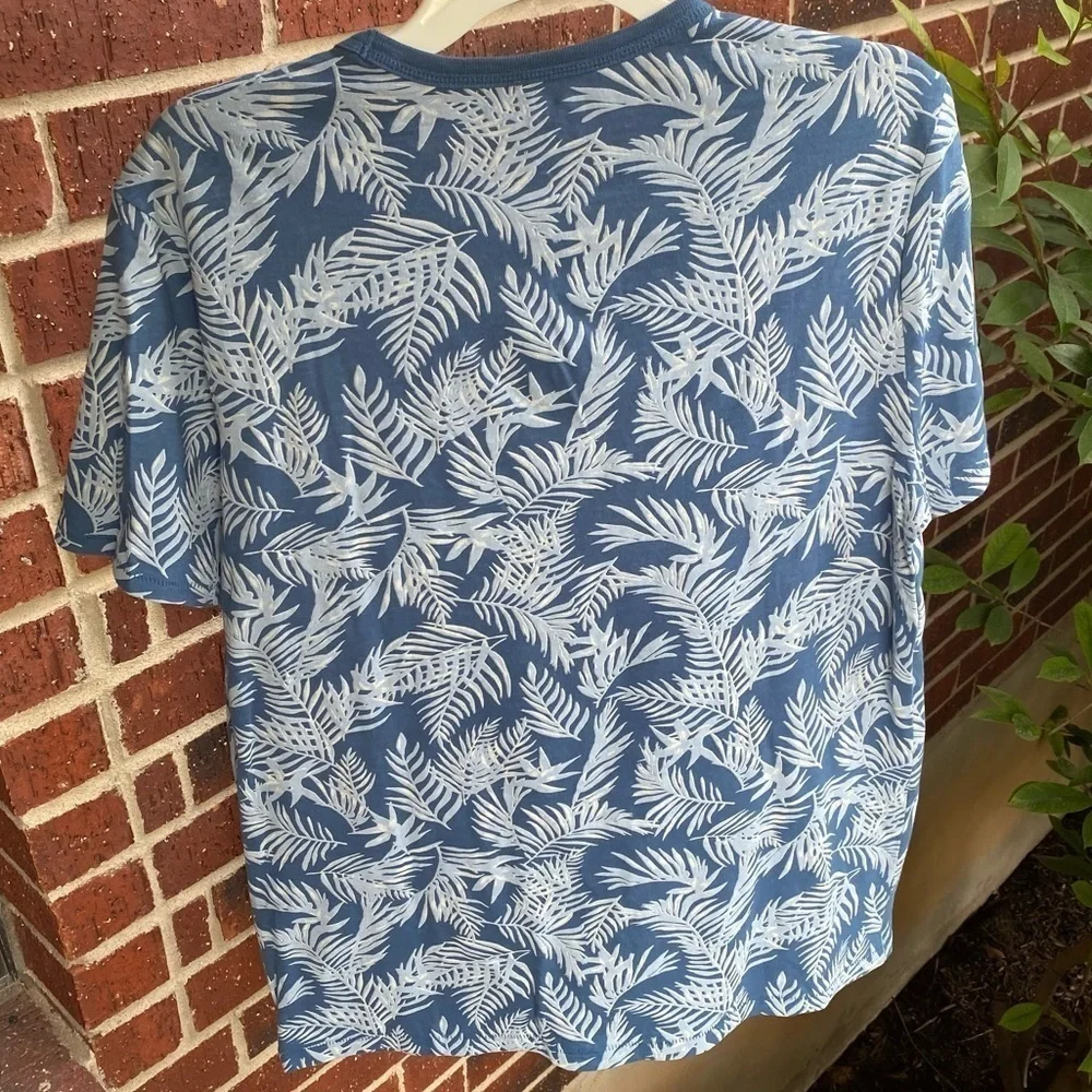 Express Palm Leaf Ringer Short Sleeve Shirt